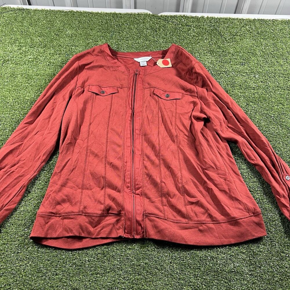 Christopher & Banks Women's Red Full Zip Jacket, Size XL